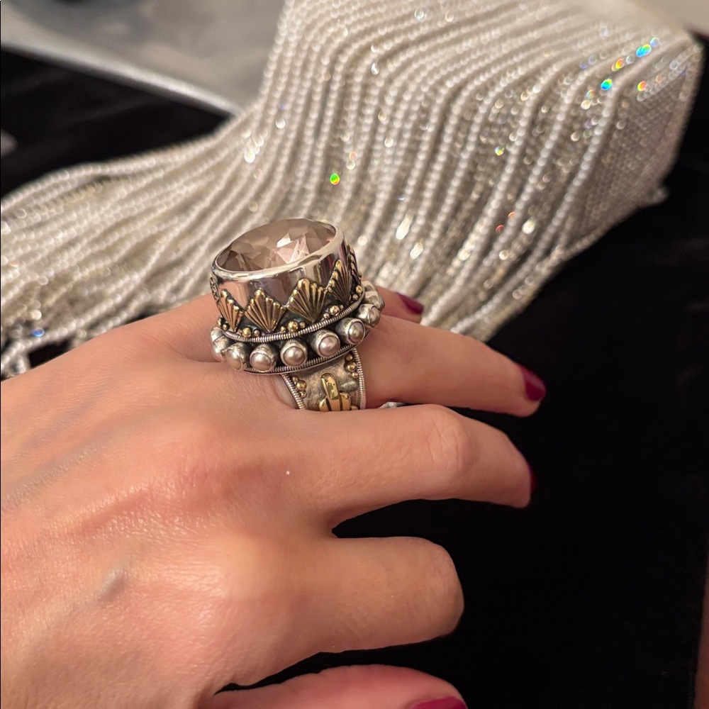 Mars&Valentine imperial sterling art deco fan quartz statement cocktail ring - Picture 8 of 16